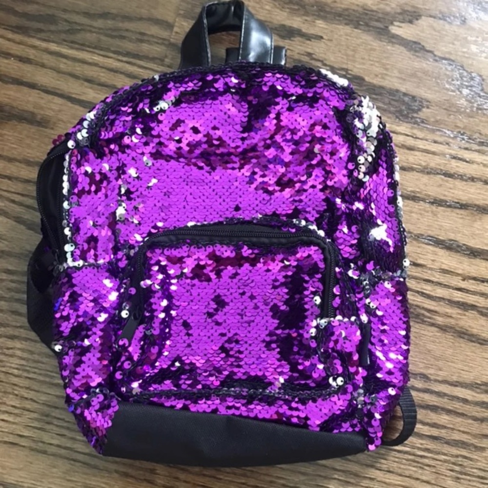 Reversible sequin mini backpack